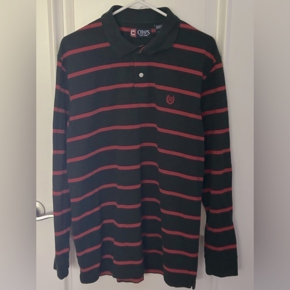 Chaps Striped Long Sleeve Polo
